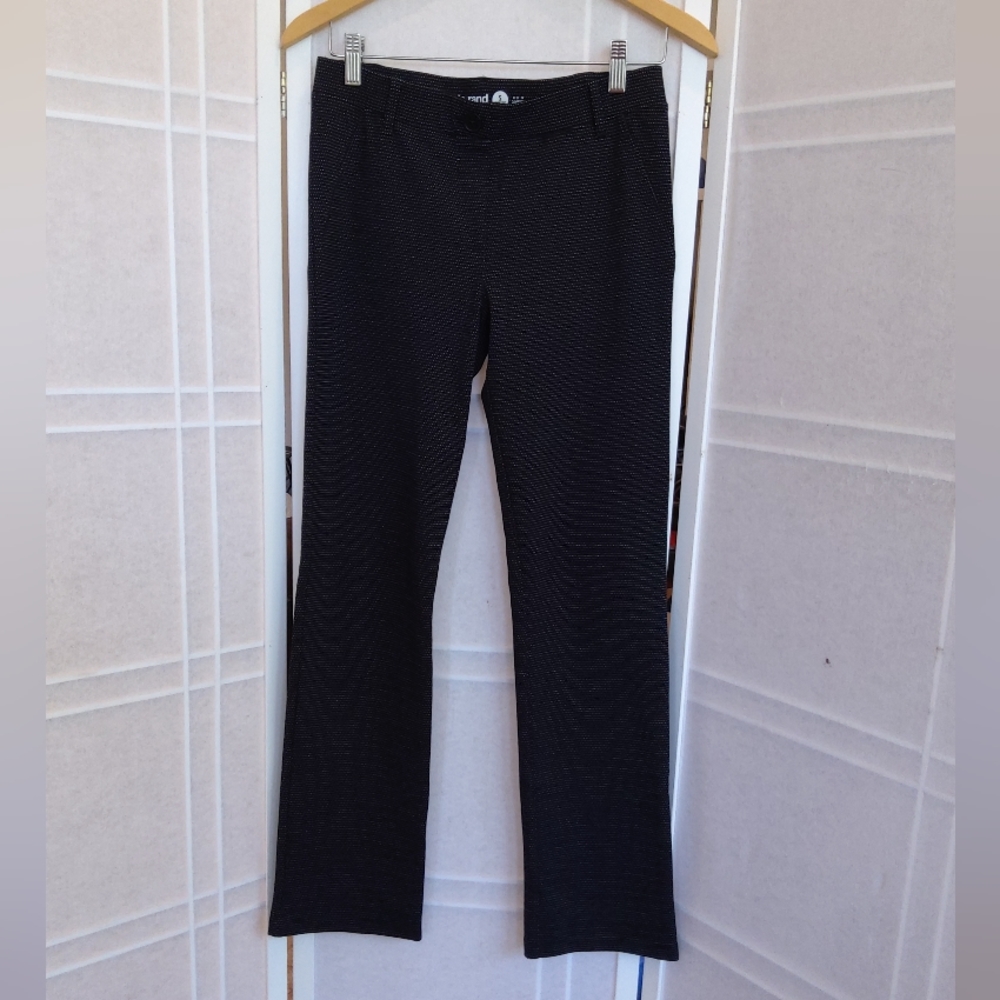 Betabrand black white dress yoga stretchy pants straight leg